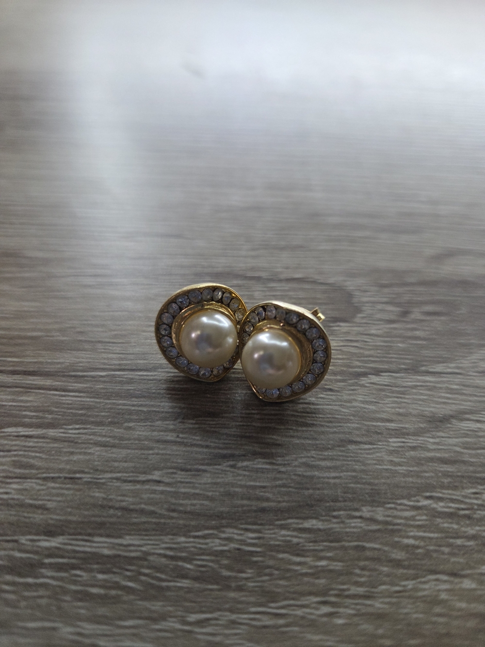 Gold Pearl and Crystal Halo Stud Earrings